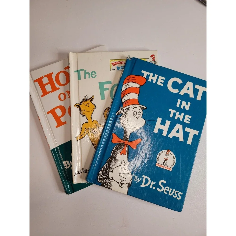 Vintage Dr. Seuss Beginner Books Lot of 3 Cat in the Hat, Hop on Pop, Foot Book